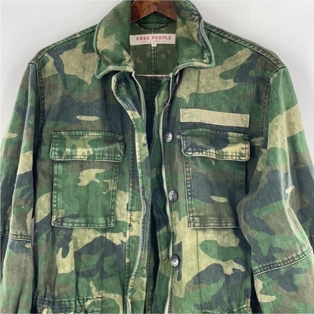 FREE PEOPLE Seize The Day Green Camo Print Utility Jacket - Picture 6 of 16
